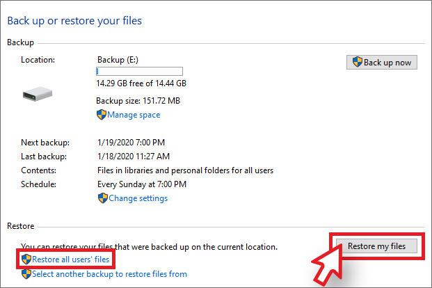 Restore with Backup & Restore Utility