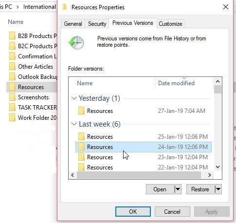Restore previous image